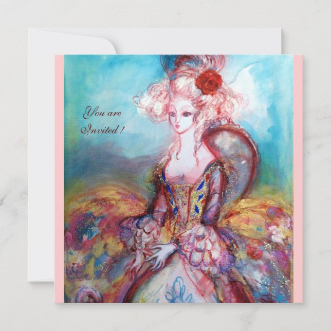 Invitation MADAME POMPADOUR , Fête de costume doré chic (Devant)