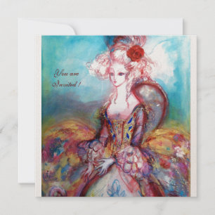 Invitation MADAME POMPADOUR , Fête de costume doré chic