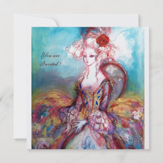 Invitation MADAME POMPADOUR, Soirée Costume Or Classique (Devant)