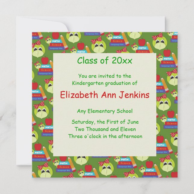Invitation Madame verte Turtle Graduation Announcement (Devant)