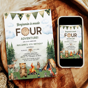 Invitation Made Four Adventure Camping 4e anniversaire