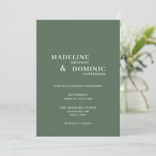 Invitation Madeline Forest Green Simple Mariage moderne