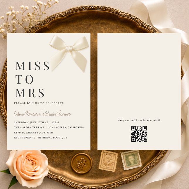 Invitation Mademoiselle à Madame Coquette Bow Code QR Enterre (Créateur téléchargé)