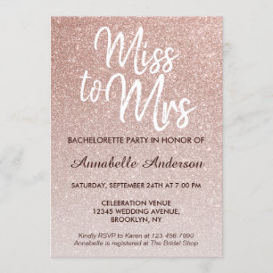Invitation Mademoiselle à Mme Glam Pink Rose Gold Bachelorett