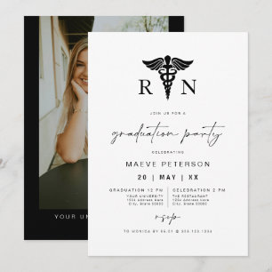 Invitation MAEVE Noir et blanc Médicale RN Nurse Graduation