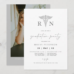 Invitation MAEVE Silver Grey Médicale RN Nurse Graduation