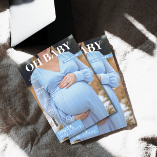 Invitation magazine couverture photo Baby shower garçon