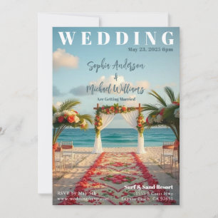 Invitation Magazine Cover Beach Wedding