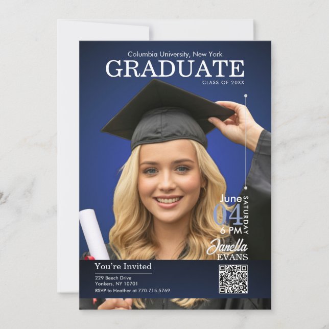 Invitation Magazine Cover Graduation Blue (Devant)