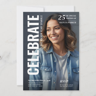 Invitation Magazine Cover Photo 25th Birthday Celebration