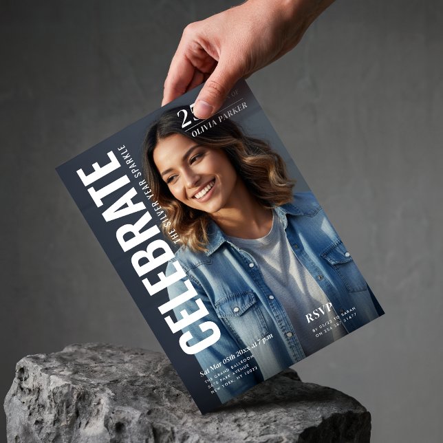 Invitation Magazine Cover Photo Milestone 25th Birthday Party (Créateur téléchargé)