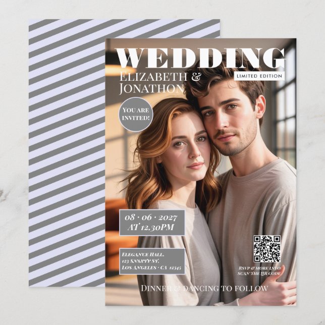 Invitation Magazine de mariage Lavender & Grey Photo (Devant / Derrière)