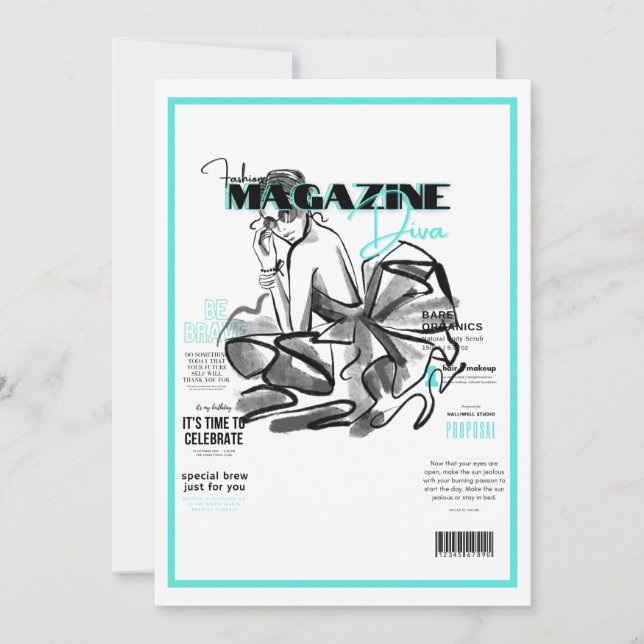 Invitation magazine de mode diva pour enterrement de vie de j (Devant)