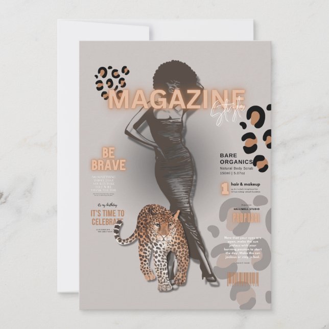 Invitation magazine de mode diva pour enterrement de vie de j (Devant)