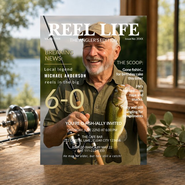 Invitation Magazine de Pêche pour les 60 ans (Créateur téléchargé)