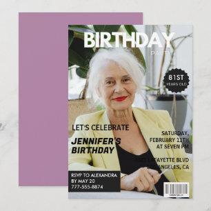 Invitation Magazine de photos stylé et drôle pour 81e anniver