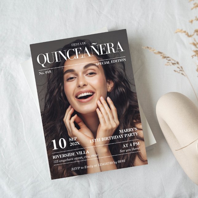 Invitation Magazine Editorial Journal quinceañera Photo (quinceañera invitation magazine cover)