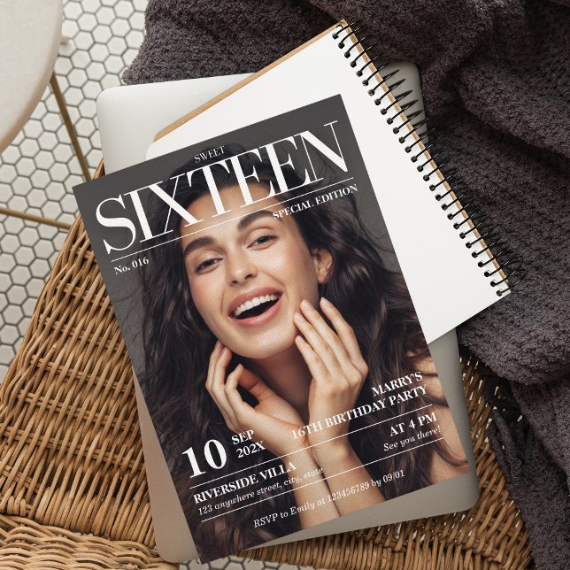 Invitation Magazine Editorial Journal Sweet 16 Photo (Créateur téléchargé)