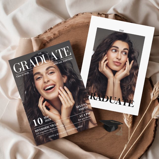 Invitation Magazine Journal Graduation Party Photo (The Graduate Magazine Cover Photo Editorial Newspaper Unique Graduation Party Invitation )