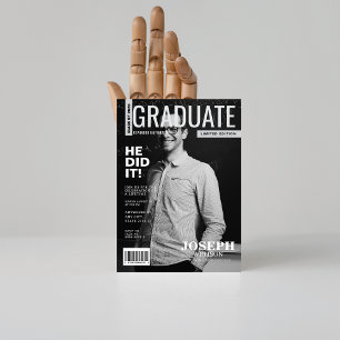 Invitation Magazine mathématique noir blanc diplômé photo