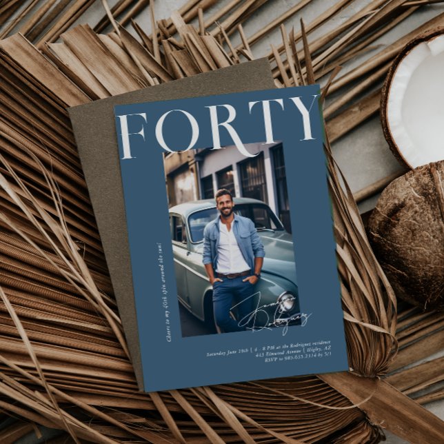 Invitation Magazine moderne et élégant | Photo du 40e anniver (Créateur téléchargé)