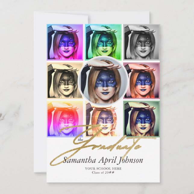 Invitation Magazine Pop Art Retro Diptych Graduation Photo (Devant)