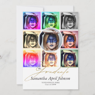 Invitation Magazine Pop Art Retro Diptych Graduation Photo