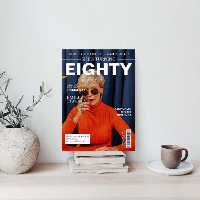 Invitation Magazine unique 80e anniversaire Photo personnalis (Créateur téléchargé)