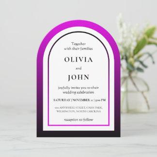 Invitation Magenta black gradient wedding