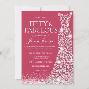 Invitation Magenta & Blanc Cinquante et fabuleux 50e annivers