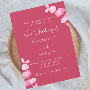 Invitation Magenta blanc eucalyptus luxe mariage