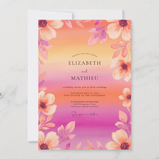 Invitation Magenta Breathtaking Summer Wedding (Devant)