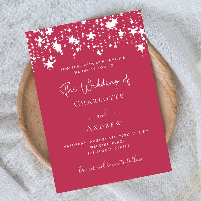 Invitation Magenta étoiles mariage de luxe (Créateur téléchargé)