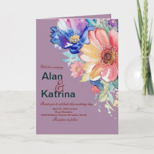 Invitation Magenta Floral Bold Mariage Plié
