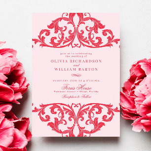 Invitation Magenta Hot rose Baroque Chic Funky Mariage