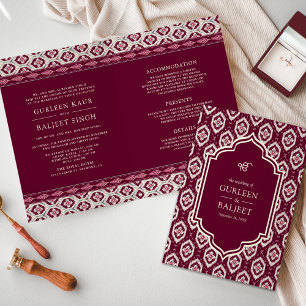 Invitation Magenta Ikat tout en un Anand Karaj mariage sikh