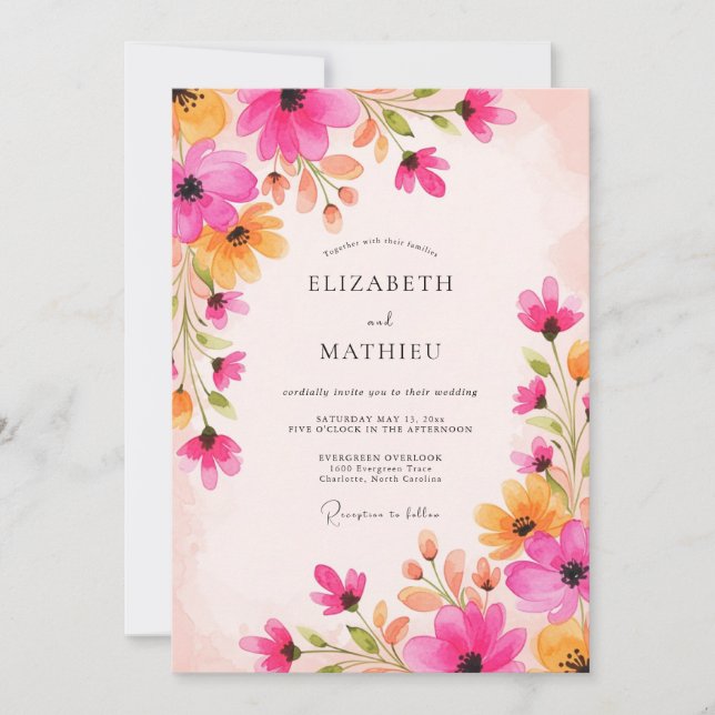 Invitation Magenta Joyous Summer Wedding (Devant)