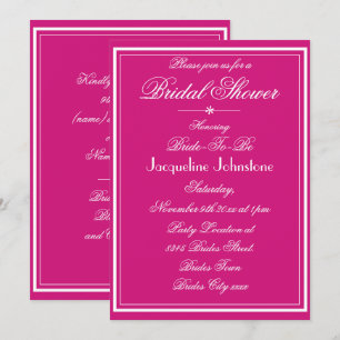 Invitation Magenta moderne Nom Script RSVP Fête des mariées c