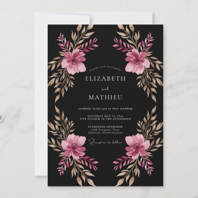 Invitation Magenta Painterly Blossom Wedding (Devant)