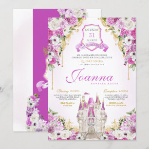 Invitation Magenta Princess Castle Royal Quinceanera