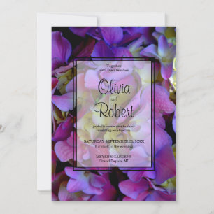 Invitation Magenta Purple bleu jaune Hydrangeas fleurs