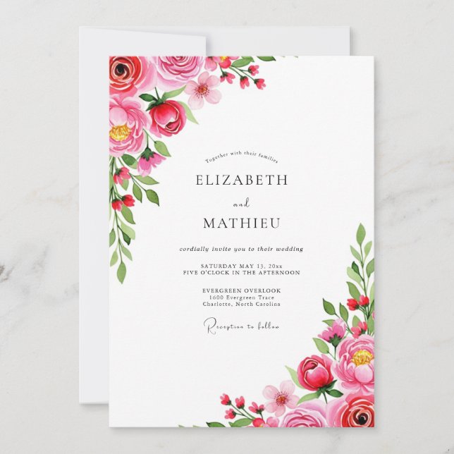 Invitation Magenta Romantic Spring Wedding (Devant)