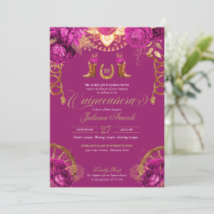Invitation Magenta Roses roses Pays Quinceanera Ouest
