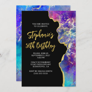 Invitation Magenta Royal Blue Fire Opal Gold 50e anniversaire