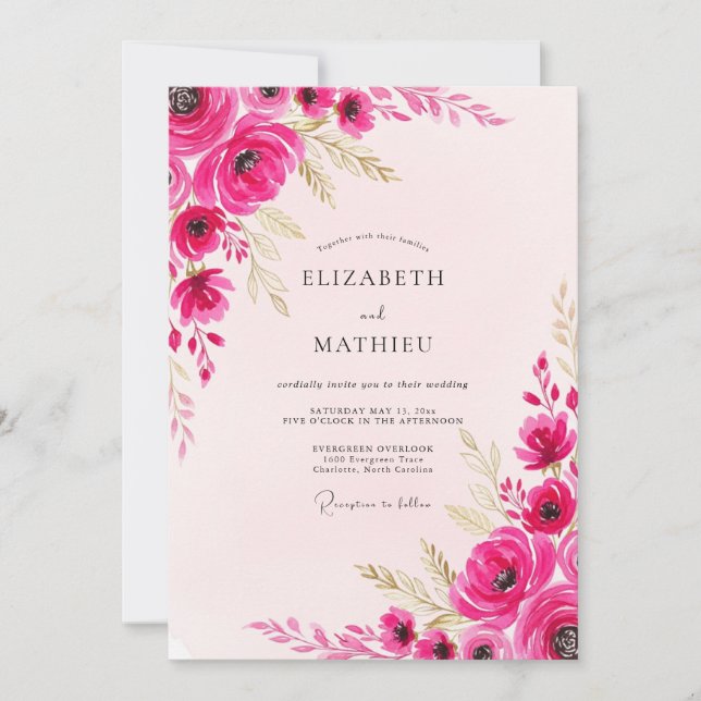 Invitation Magenta Vibrant Spring Wedding (Devant)