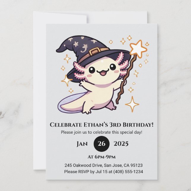 Invitation Magic Axolotl Assistant Anniversaire (Devant)