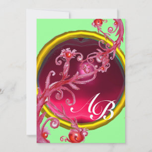 Invitation MAGIC BERRIES 4,MONOGRAMME rouge rubis