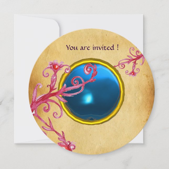Invitation MAGIC BERRIES PARCHEMENT GEM bleu saphir (Devant)