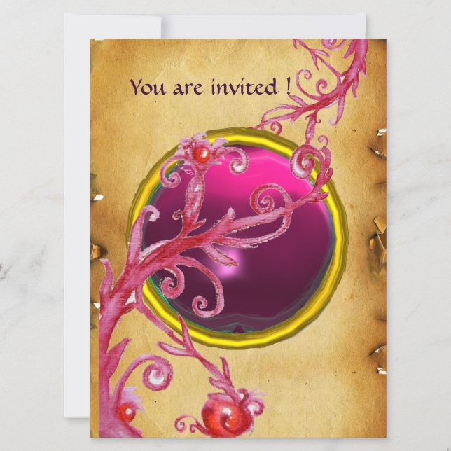 Invitation MAGIC BERRIES PARCHEMENT GEM rouge rubis (Devant)