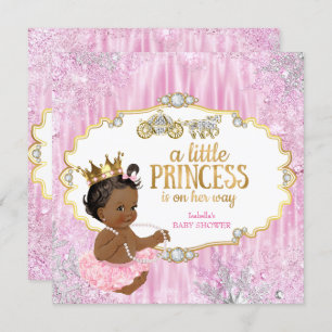 Invitation Magic Carriage Princess Baby shower rose ethnique